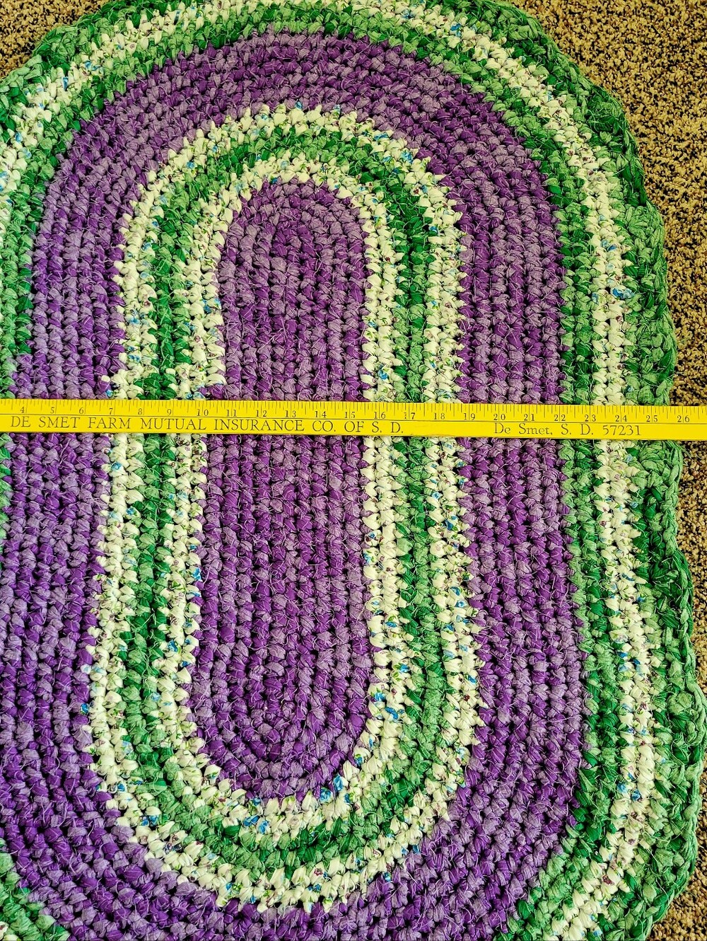 Handcrafted Oval Rug - Purple & Green - Picture 3 of 4